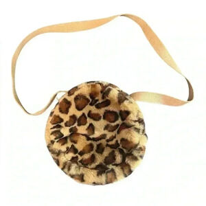 New Aerie Faux Fur Leopard Print Round Crossbody Bag